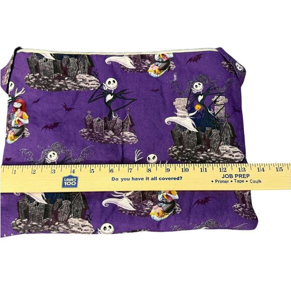 Nightmare Before Christmas Tim Burton Purse Medium Tote Bag Top Zip Purple Black - Picture 5 of 6